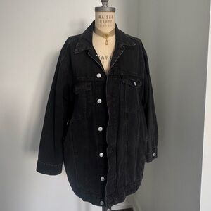 H&M Black Oversized Utility Denim Jacket
